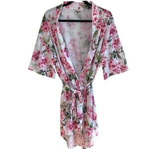 Show Me Your Mumu Pink Floral Robe Short Sleeve Belted Kimono‎ OS